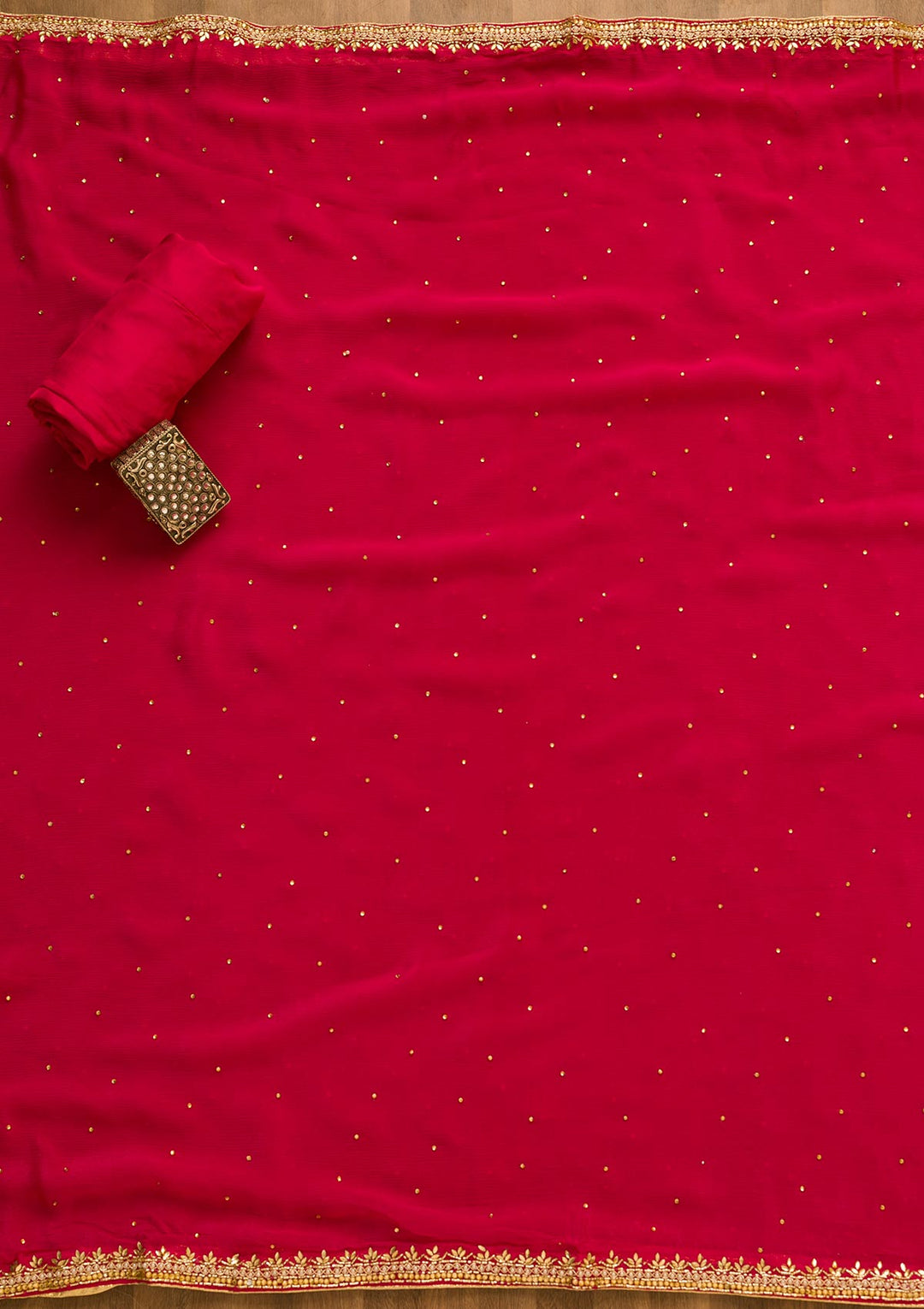 Rani Pink Cutdana Georgette Unstitched Salwar Kameez-Koskii