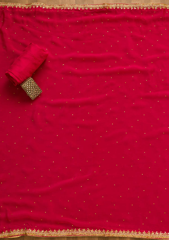 Rani Pink Cutdana Georgette Unstitched Salwar Kameez-Koskii