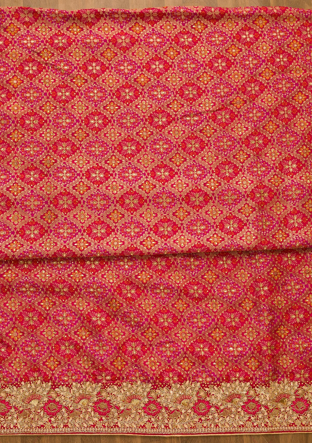 Rani Pink Cutdana Georgette Unstitched Salwar Kameez-Koskii