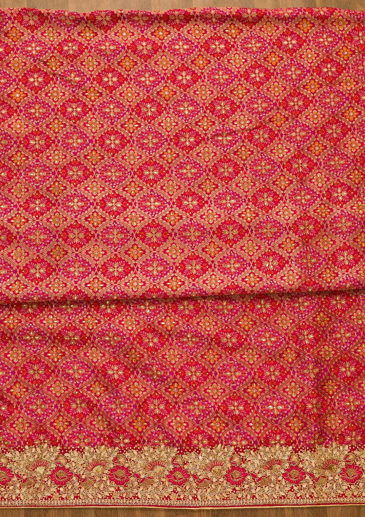 Rani Pink Cutdana Georgette Unstitched Salwar Kameez-Koskii