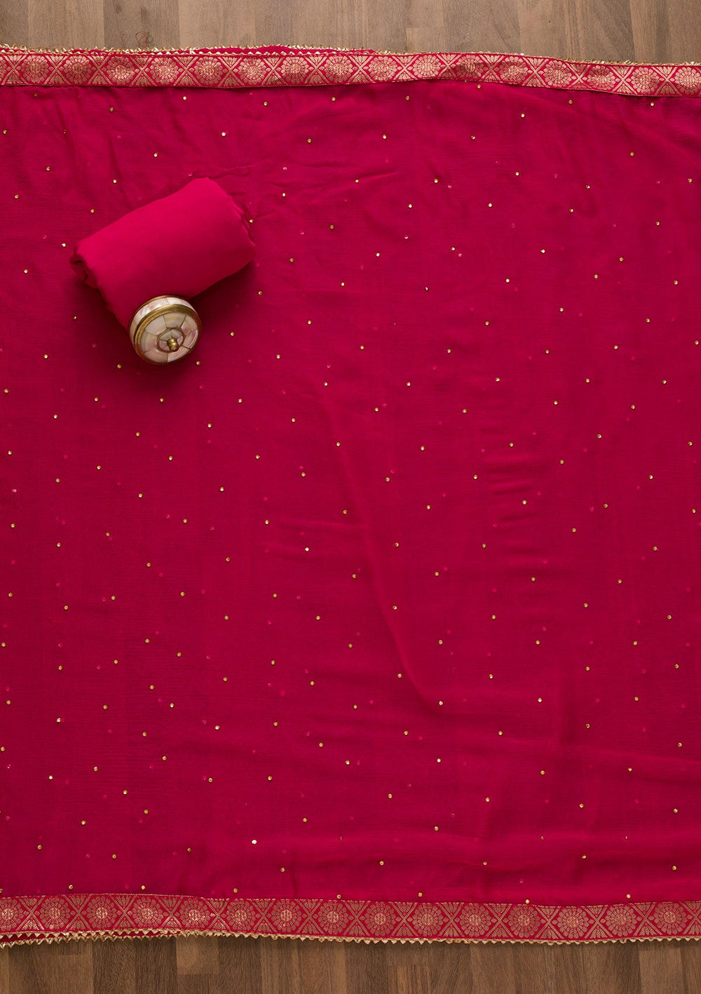 Rani Pink Gotapatti Organza Unstitched Salwar Kameez-Koskii
