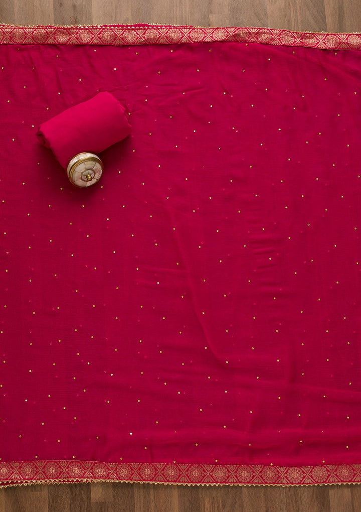 Rani Pink Gotapatti Organza Unstitched Salwar Kameez-Koskii