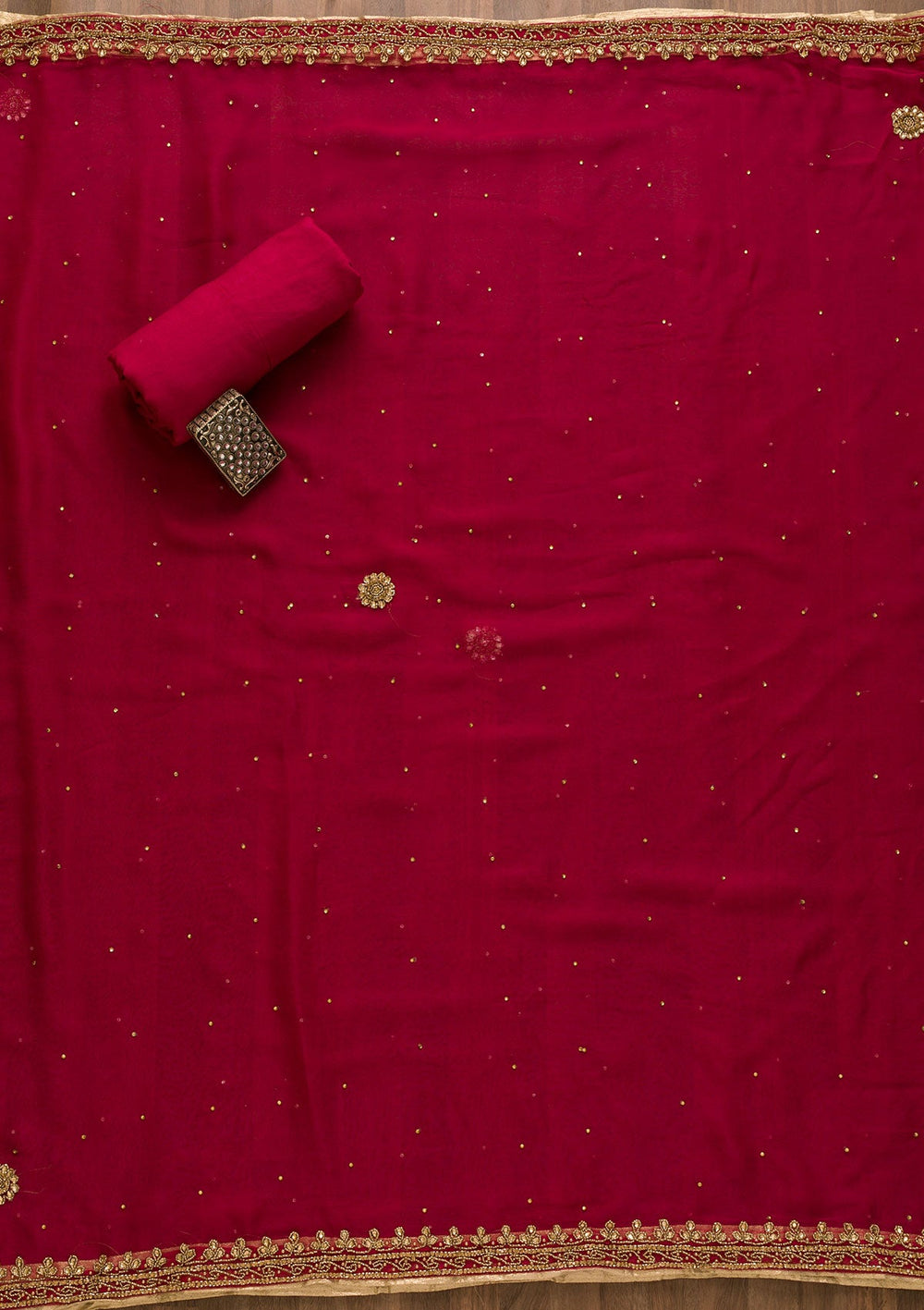Rani Pink Sequins Georgette Unstitched Salwar Kameez-Koskii