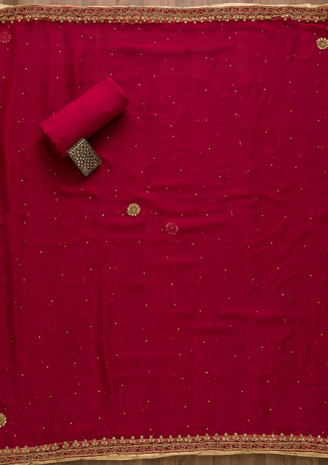 Rani Pink Sequins Georgette Unstitched Salwar Kameez-Koskii
