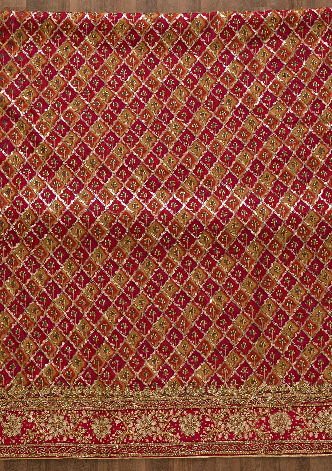 Rani Pink Sequins Georgette Unstitched Salwar Kameez-Koskii