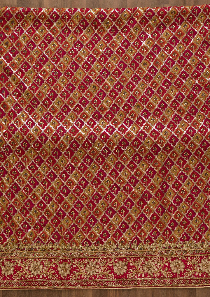 Rani Pink Sequins Georgette Unstitched Salwar Kameez-Koskii