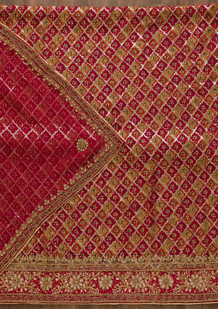 Rani Pink Sequins Georgette Unstitched Salwar Kameez-Koskii