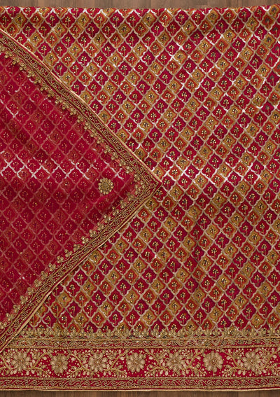 Rani Pink Sequins Georgette Unstitched Salwar Kameez-Koskii