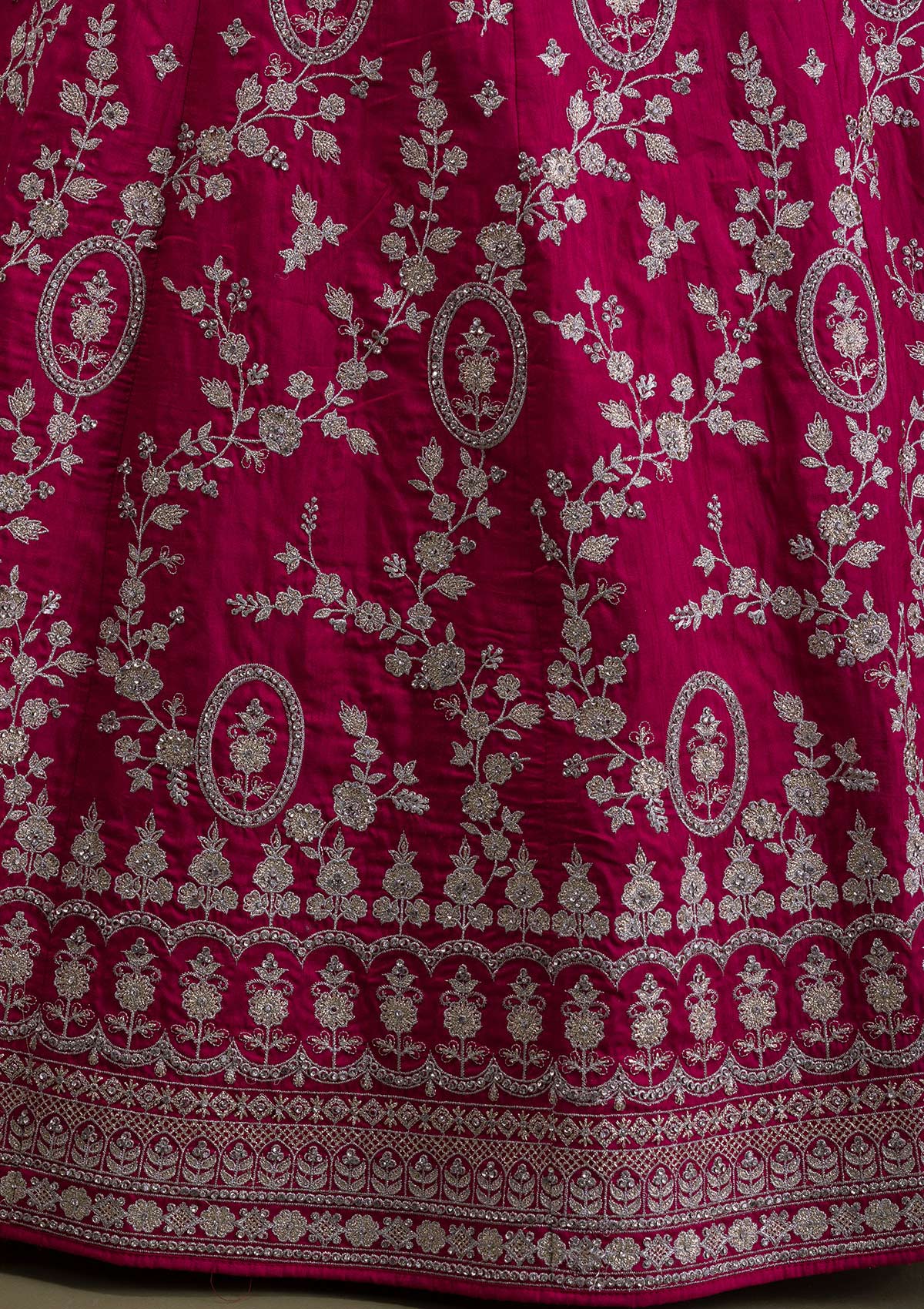Rani Pink Zariwork Art Silk Readymade Lehenga-Koskii