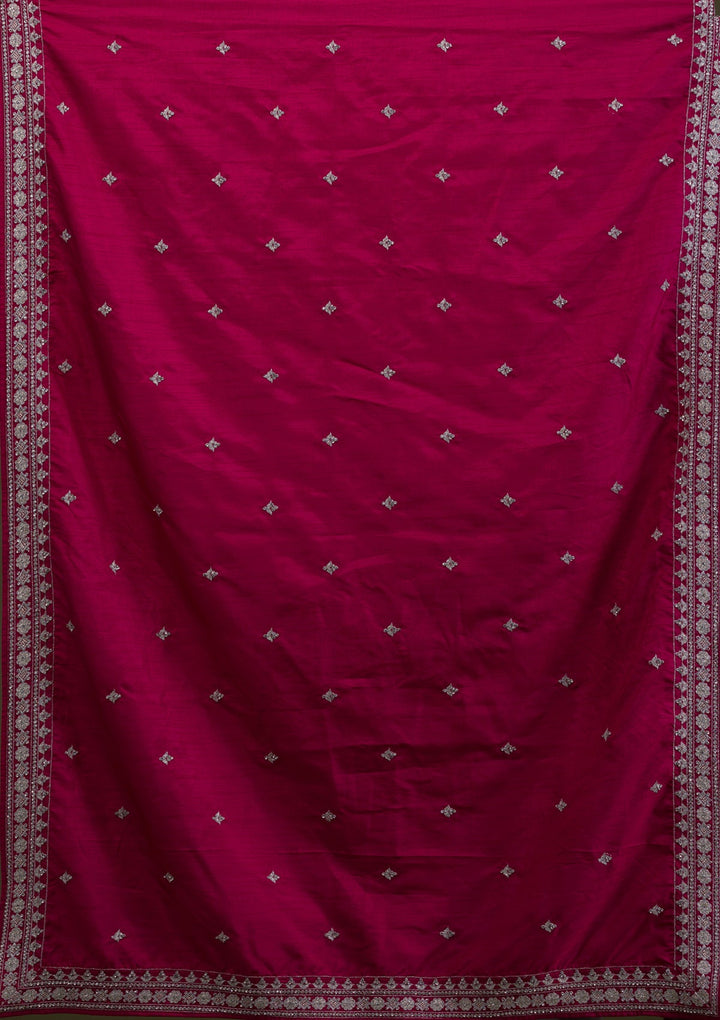 Rani Pink Zariwork Art Silk Readymade Lehenga-Koskii