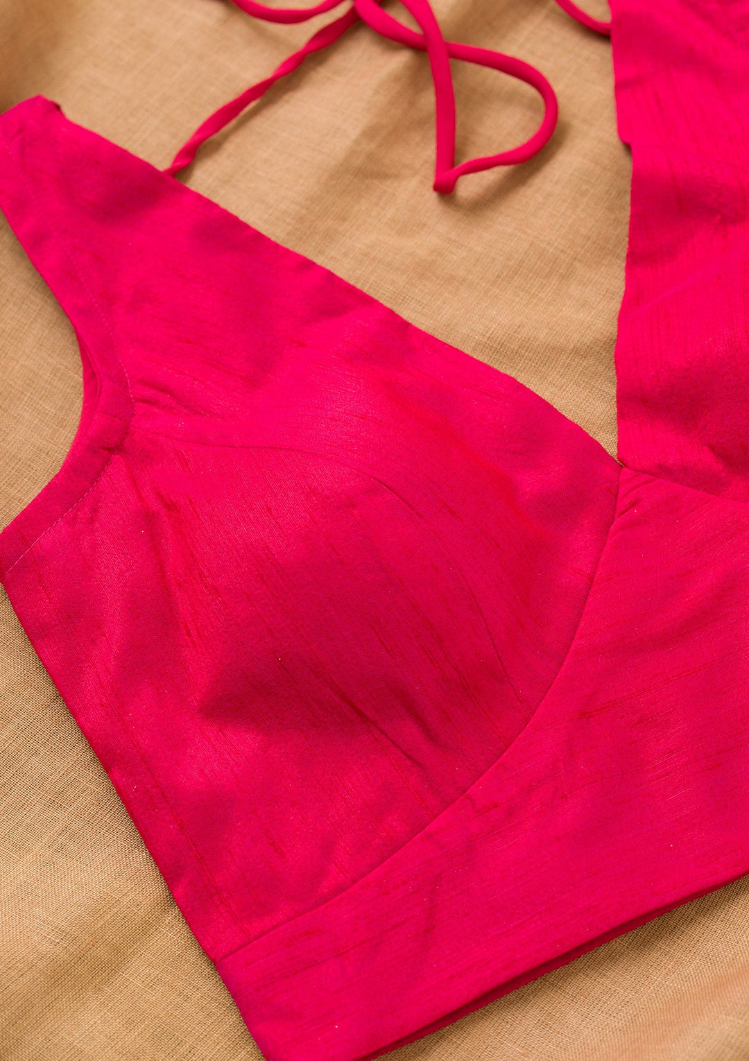 Rani Pink Solid Raw Silk Blouse-Koskii