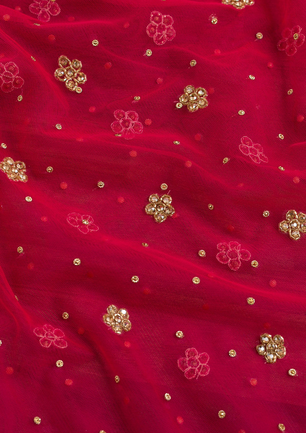 Rani Pink Stonework Net Dupatta-Koskii