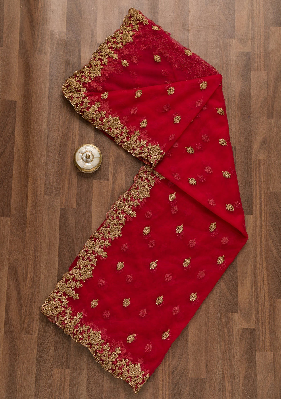 Rani Pink Stonework Net Dupatta-Koskii
