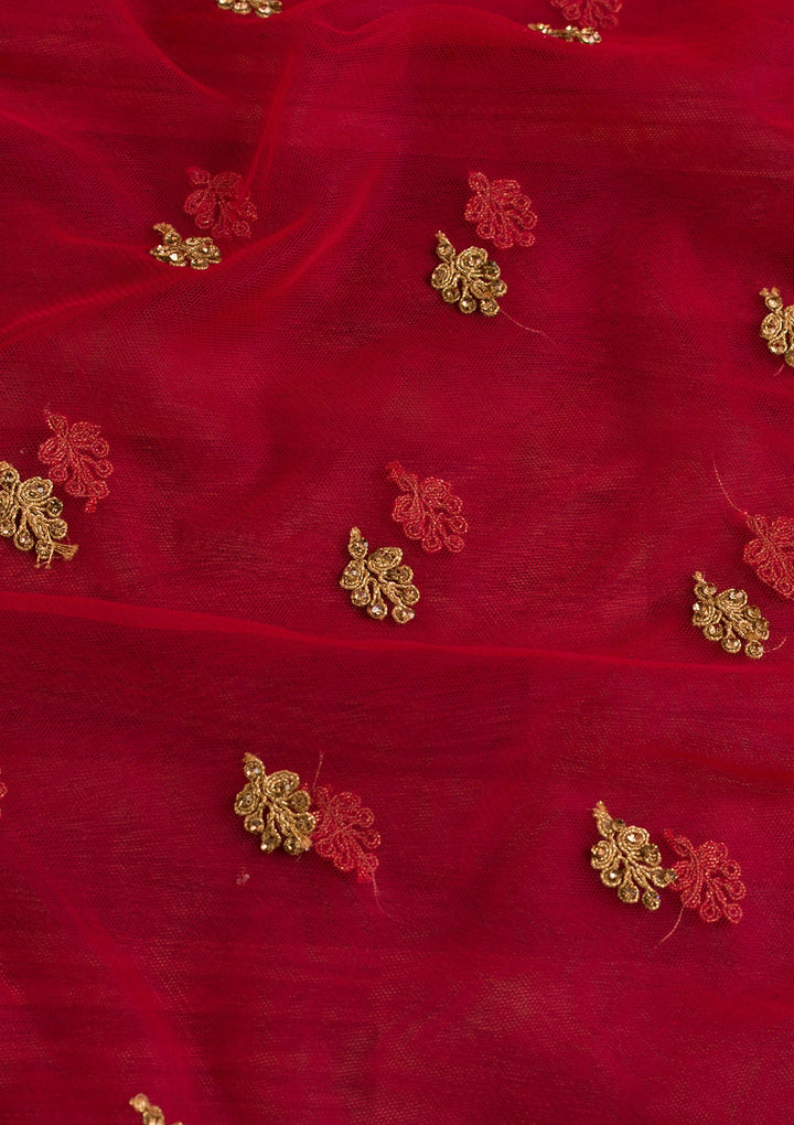 Rani Pink Stonework Net Dupatta-Koskii