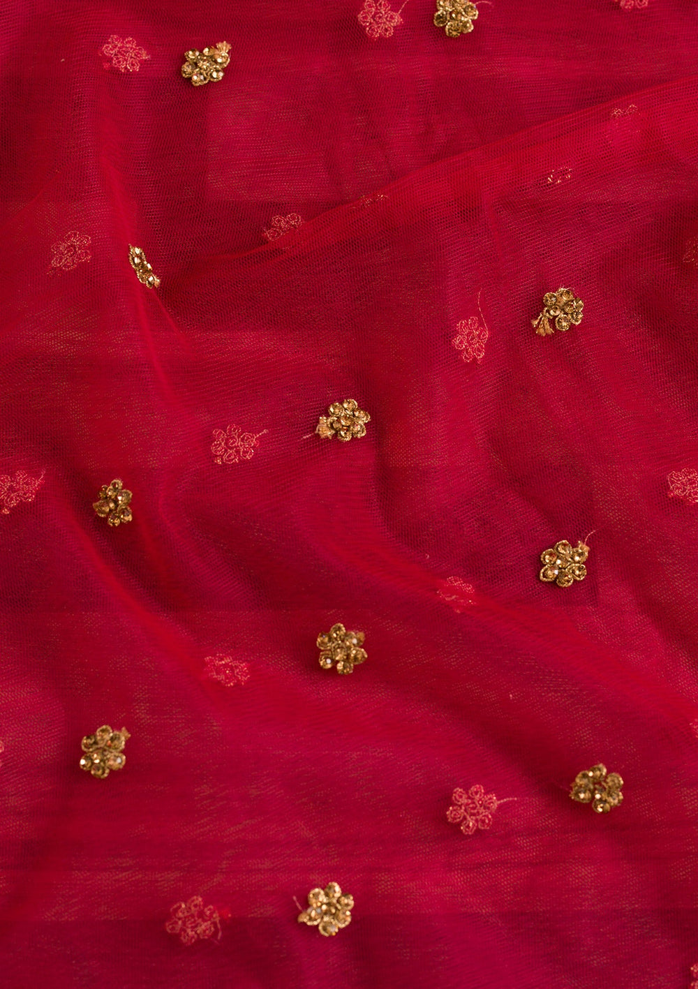 Red Stonework Net Dupatta-Koskii