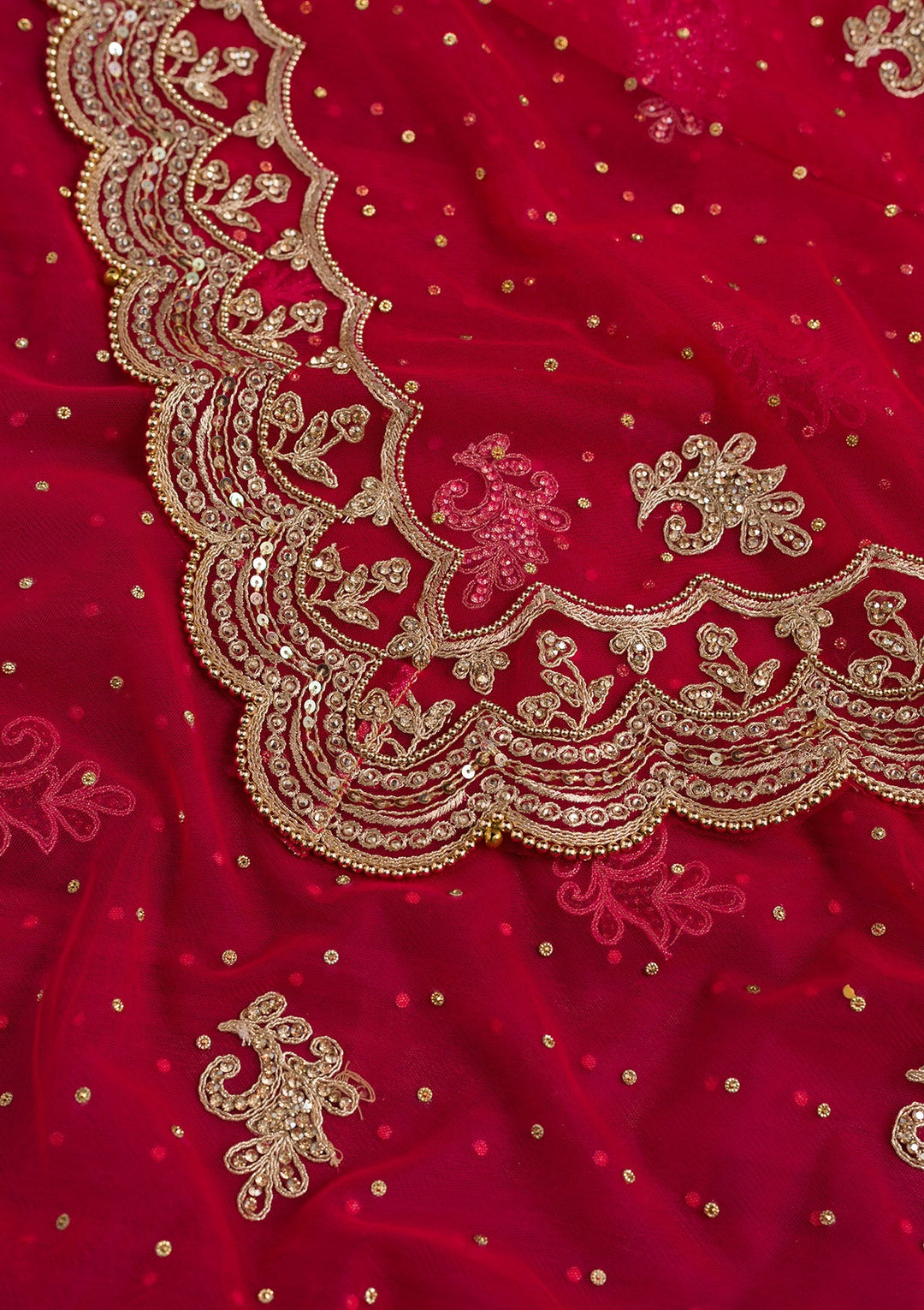 Rani Pink Stonework Net Dupatta-Koskii