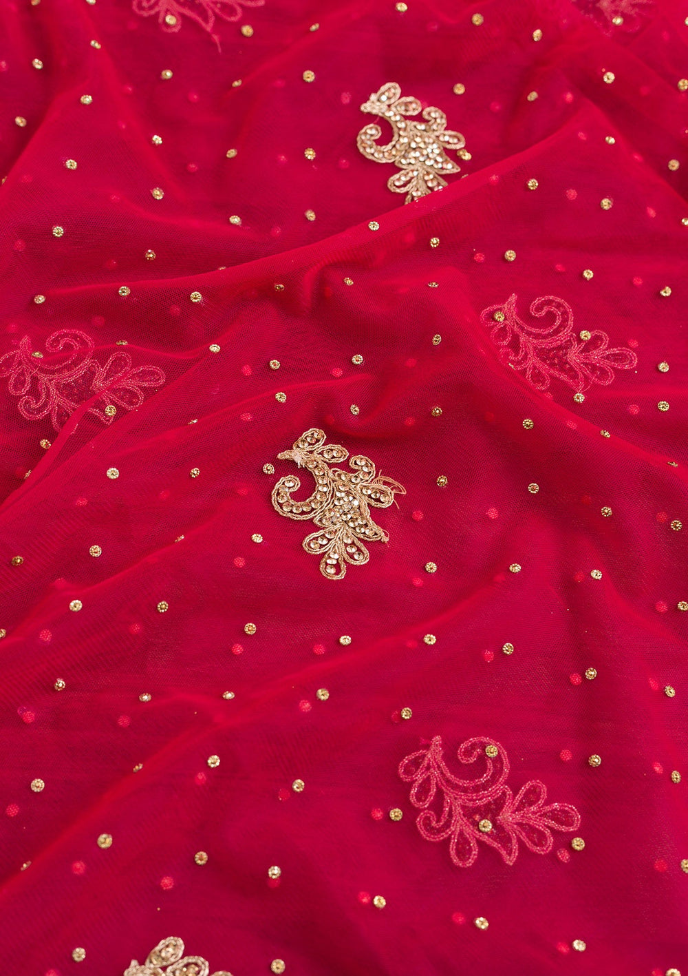 Rani Pink Stonework Net Dupatta-Koskii