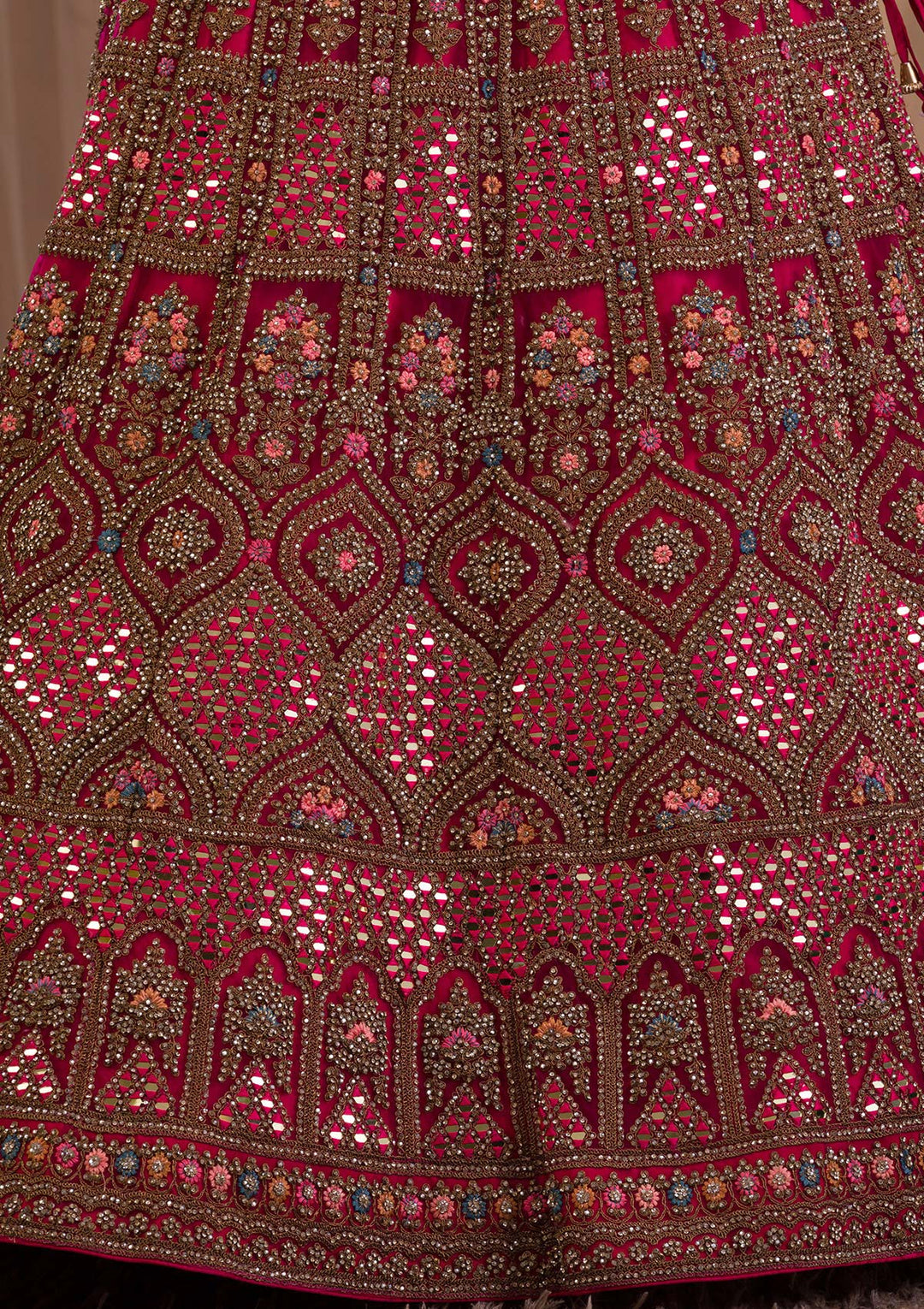 Rani Pink Stonework Net Readymade Lehenga-Koskii