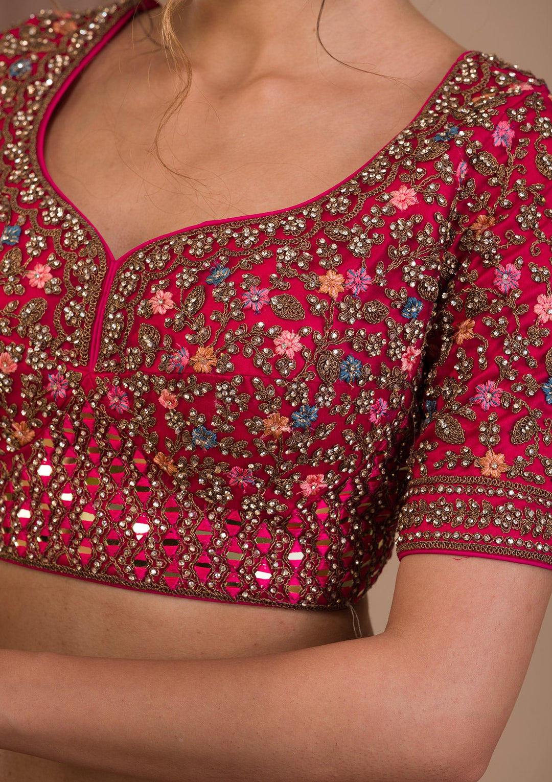 Rani Pink Stonework Net Readymade Lehenga-Koskii