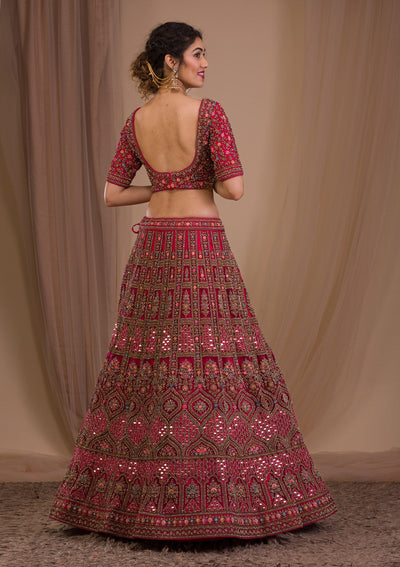 Rani Pink Stonework Net Readymade Lehenga-Koskii