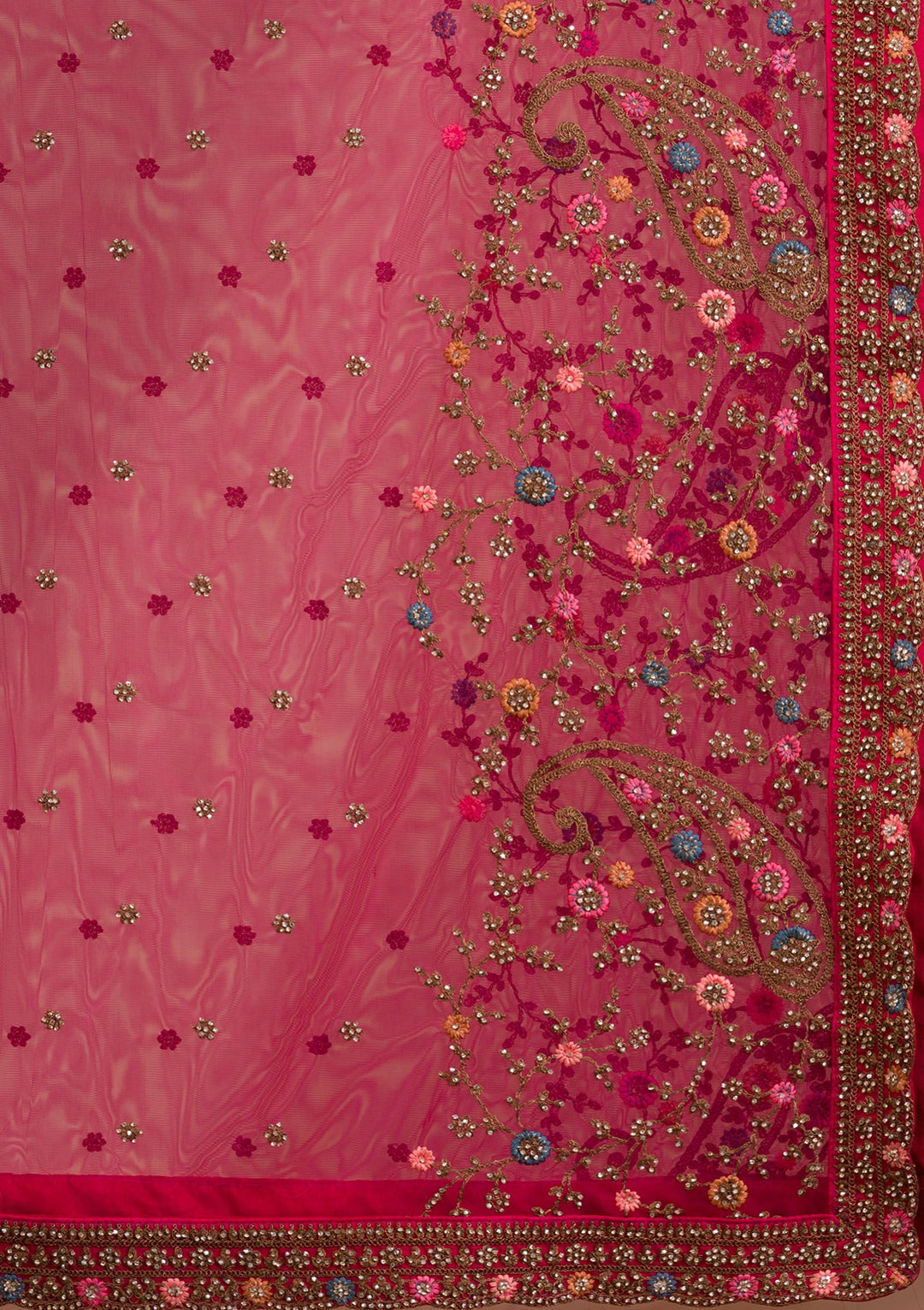 Rani Pink Stonework Net Readymade Lehenga-Koskii