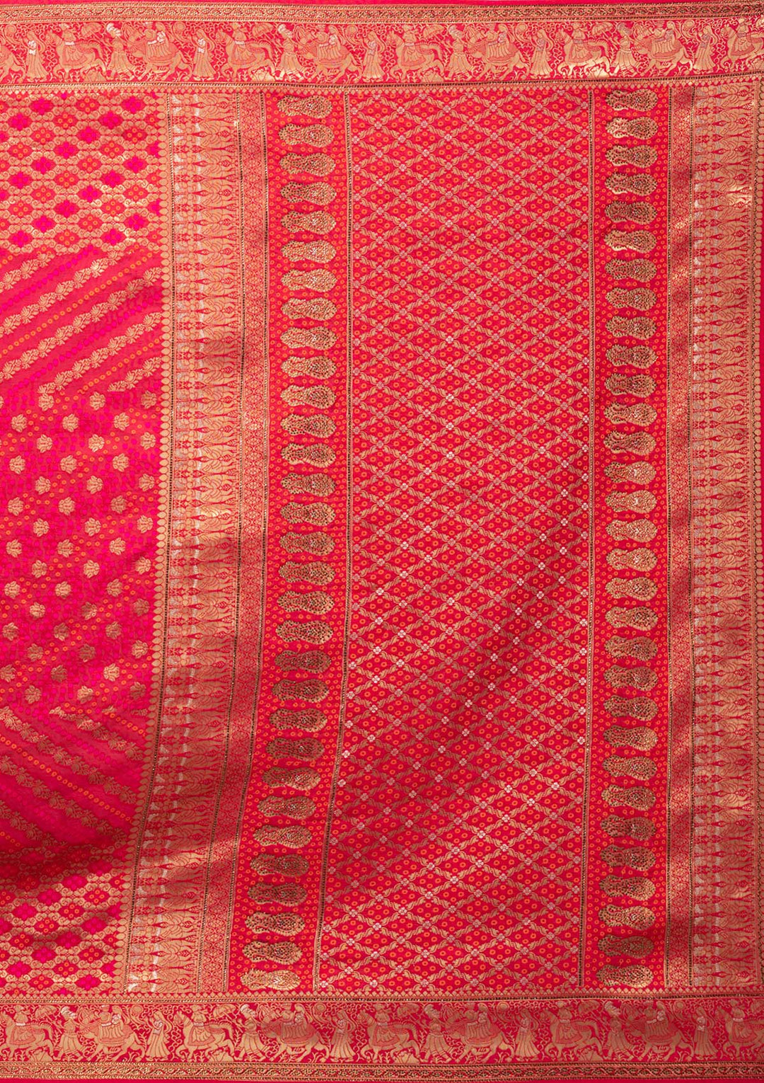 Rani Pink Swarovski Banarasi Saree-Koskii
