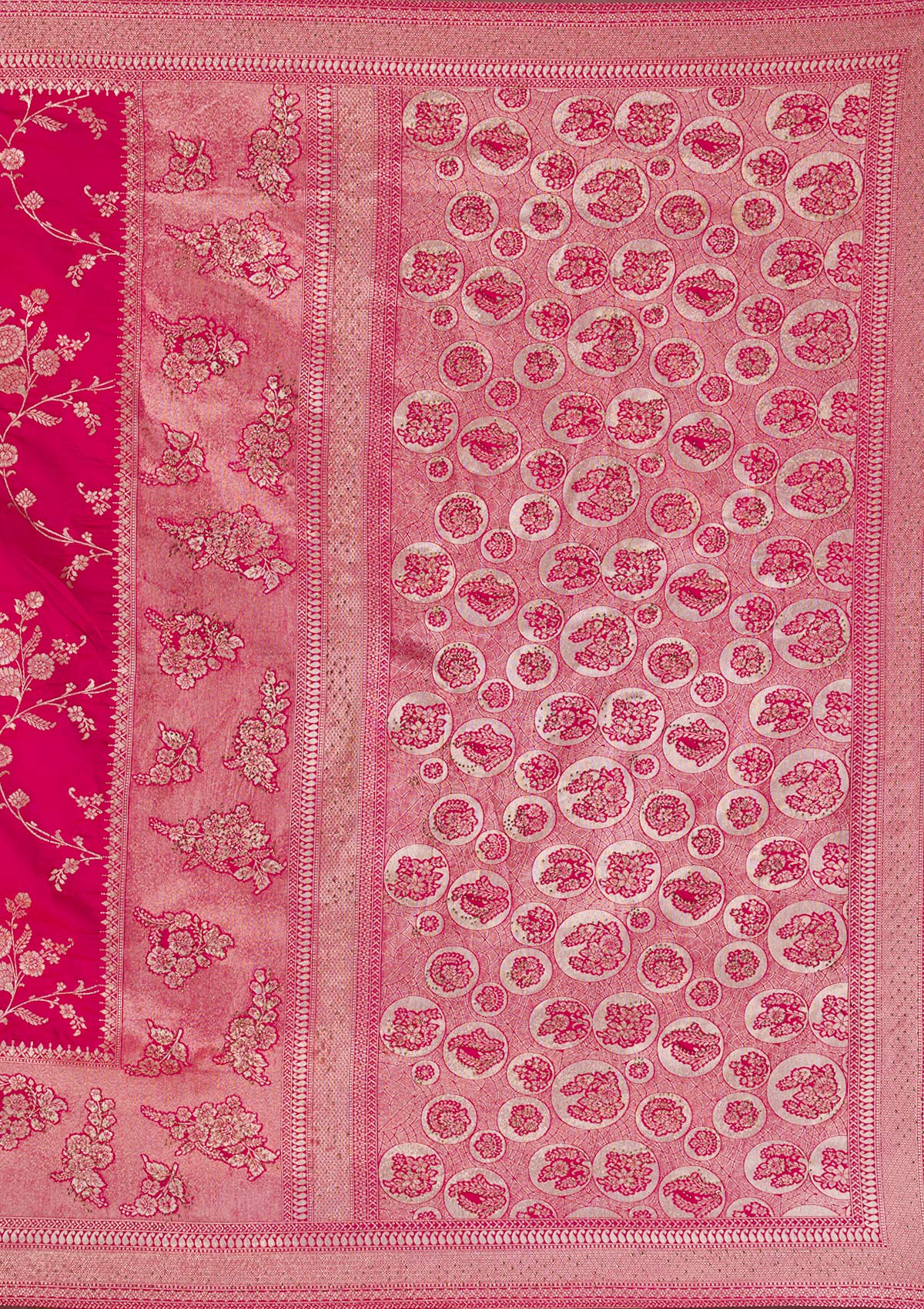 Rani Pink Swarovski Banarasi Saree-Koskii