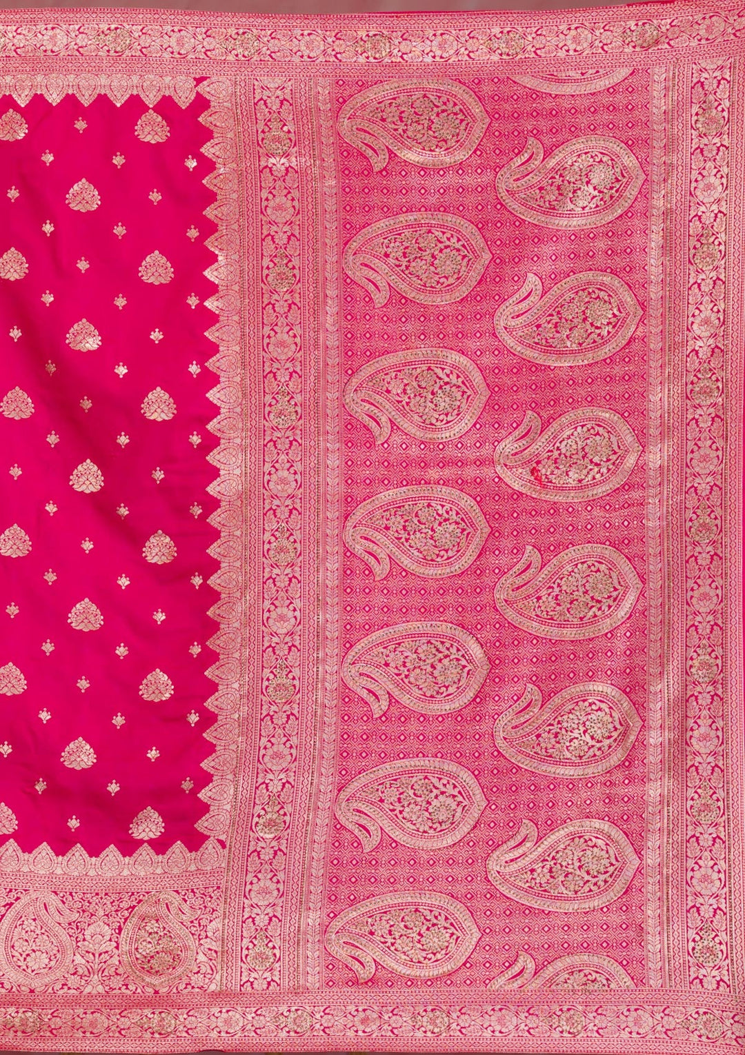 Rani Pink Swarovski Banarasi Saree-Koskii
