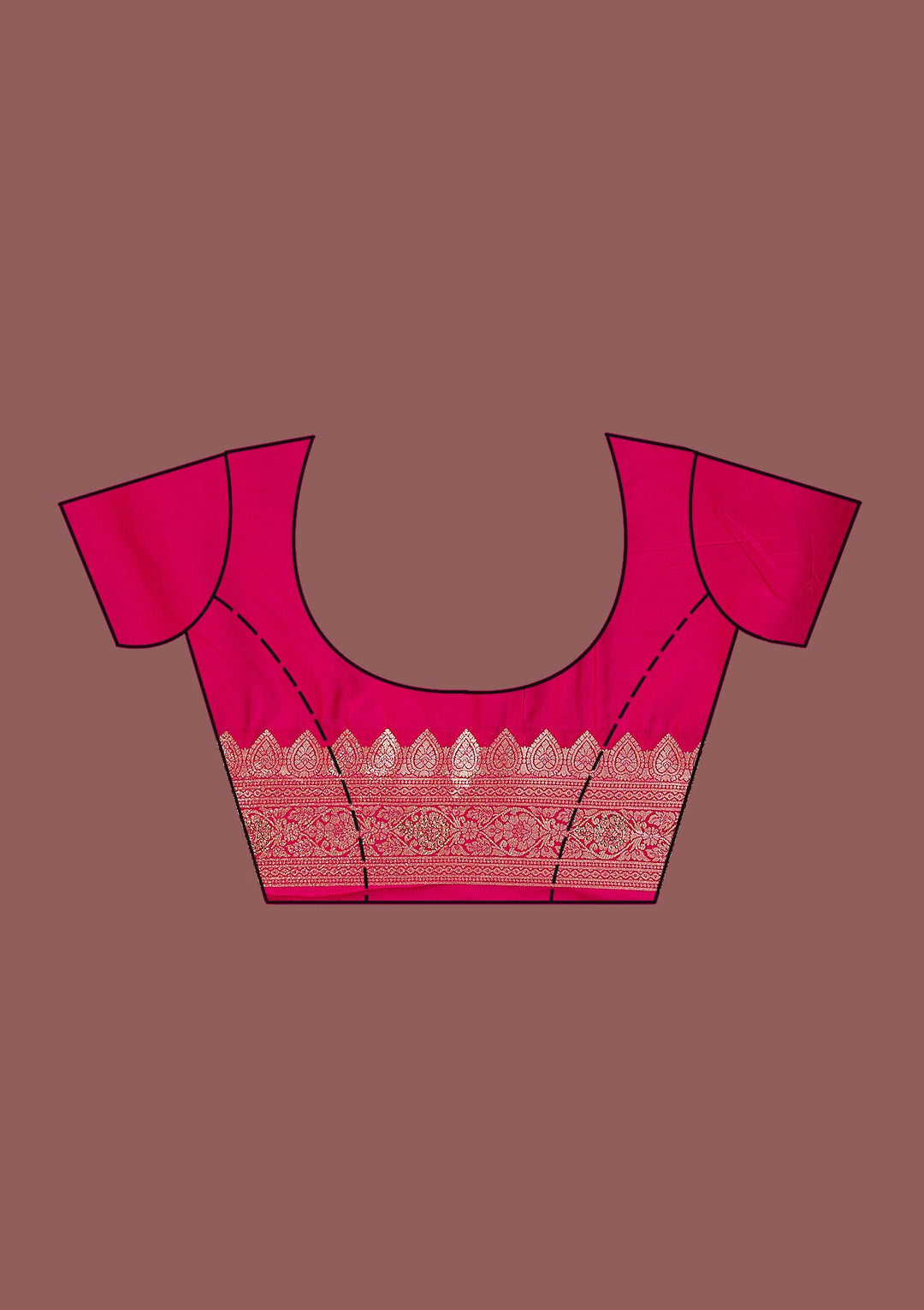 Rani Pink Swarovski Banarasi Saree-Koskii