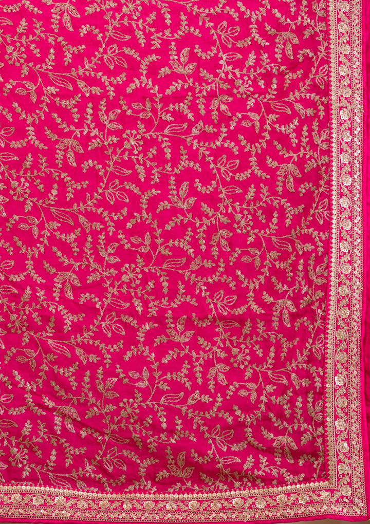 Rani Pink Zariwork Georgette Readymade Lehenga-Koskii