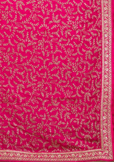 Rani Pink Zariwork Georgette Readymade Lehenga-Koskii