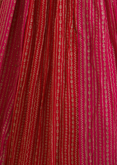 Rani Pink Zariwork Georgette Readymade Lehenga-Koskii