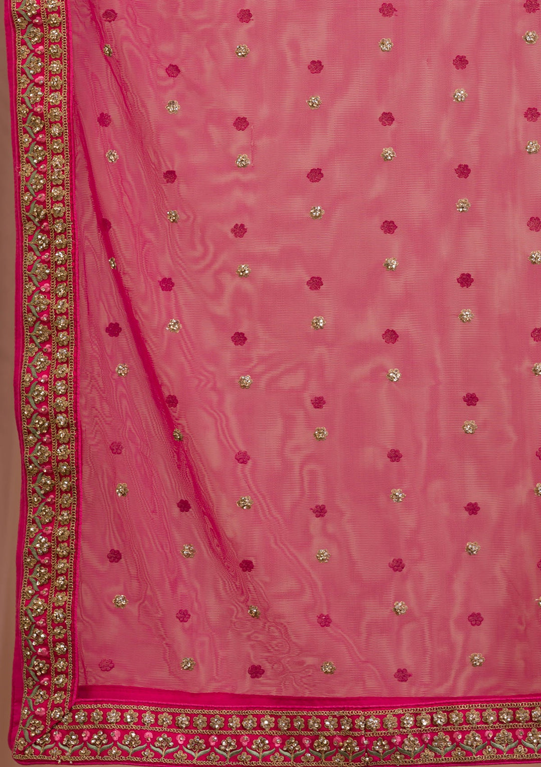 Rani Pink Zariwork Raw Silk Readymade Lehenga-Koskii