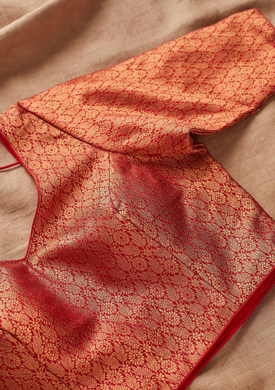 Red Zariwork Brocade Blouse - Koskii