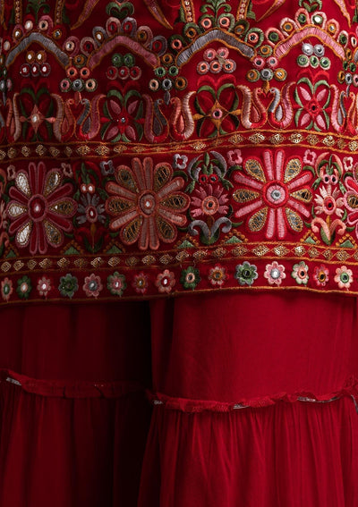 Red Chikankari Georgette Designer Salwar-Suit - koskii