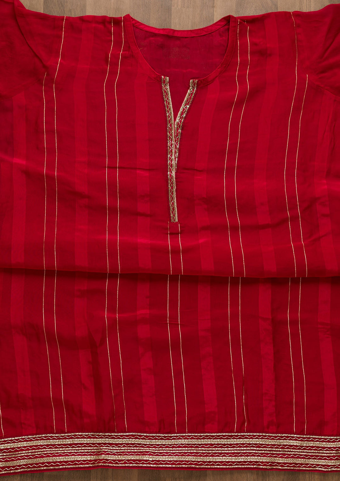 Red Cutdana Tissue Unstitched Salwar Suit-Koskii