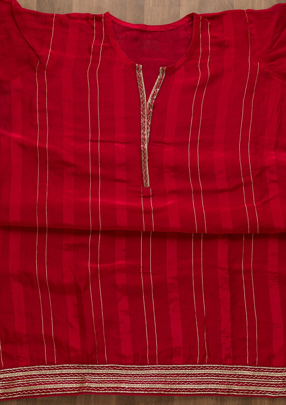 Red Cutdana Tissue Unstitched Salwar Suit-Koskii