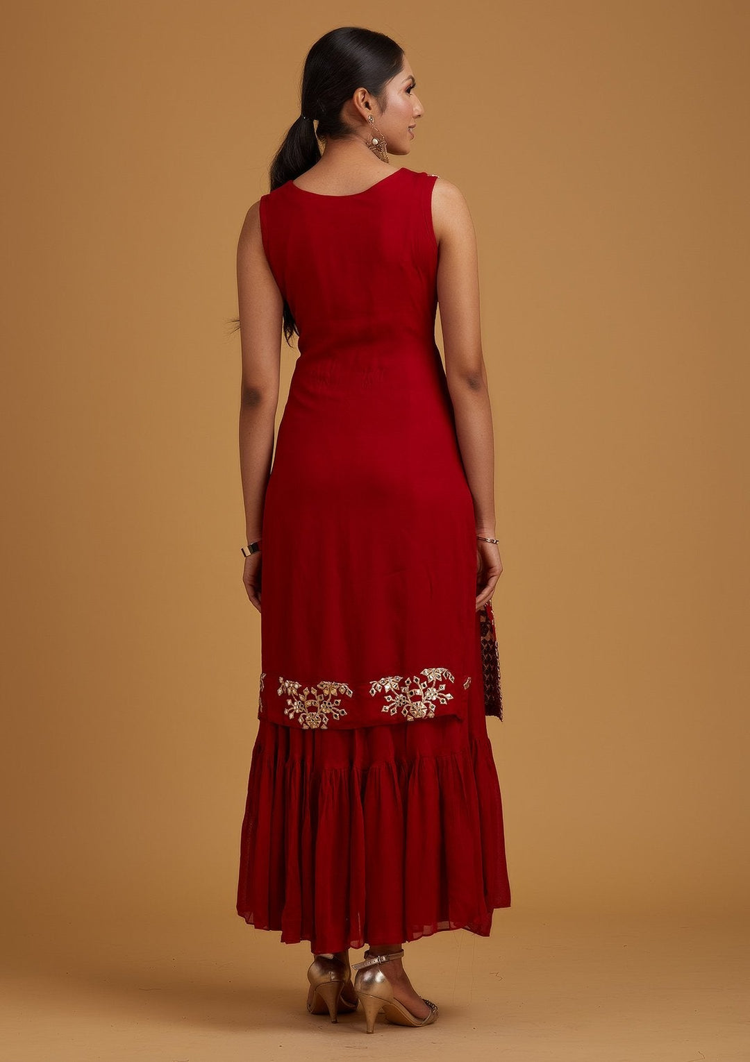 Red Gotapatti Georgette Designer Salwar-Suit - koskii