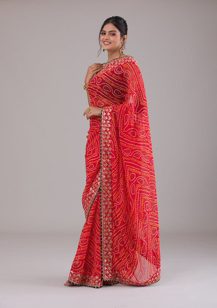Red Gotapatti Georgette Saree-Koskii