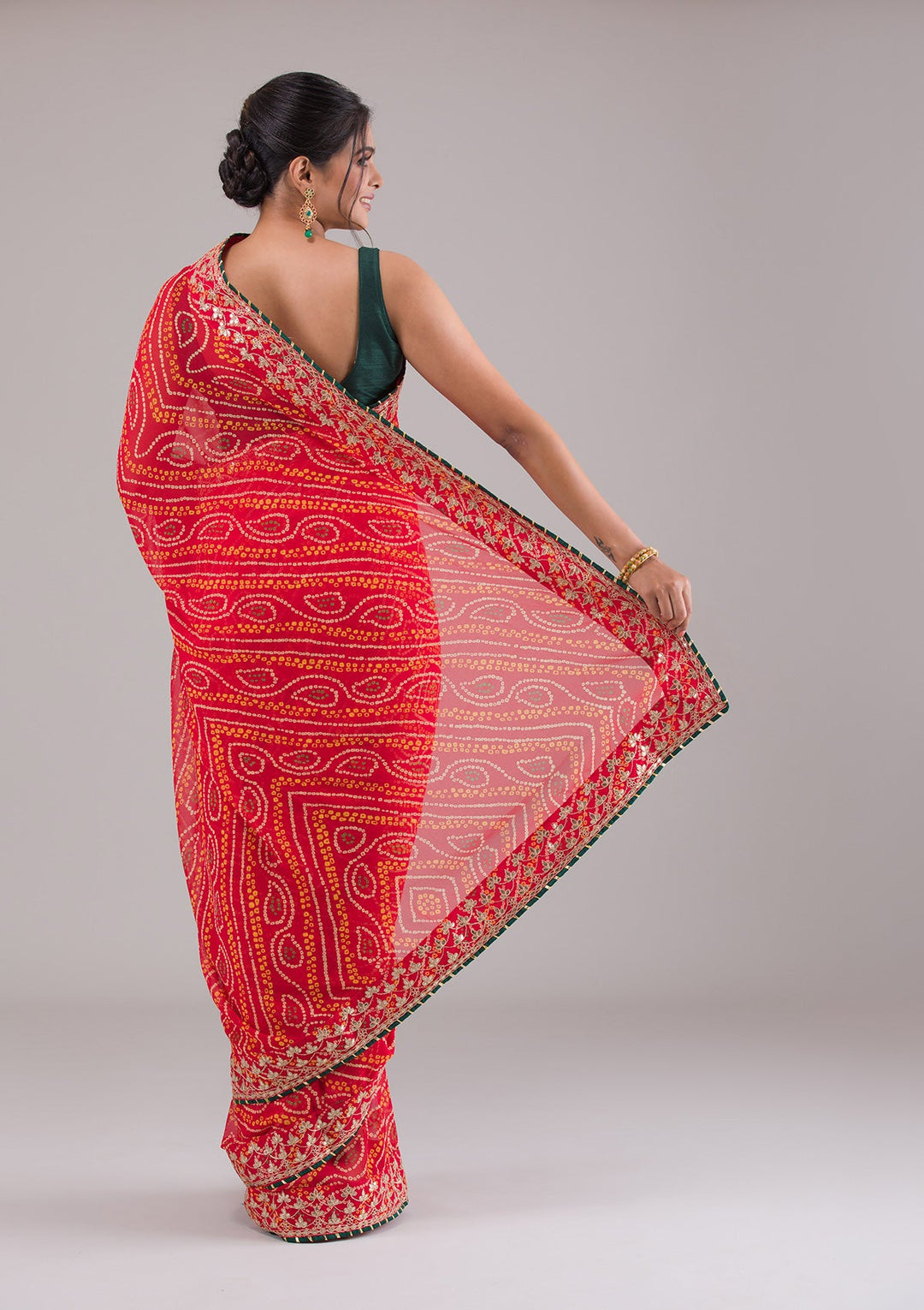 Red Gotapatti Georgette Saree-Koskii