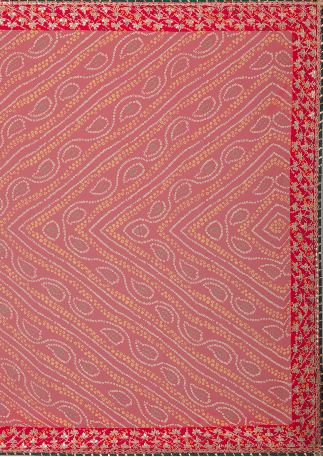 Red Gotapatti Georgette Saree-Koskii