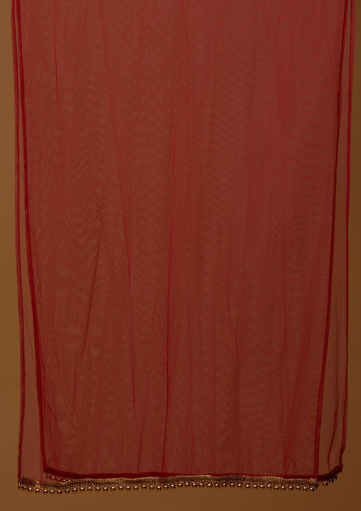 Red Sequins Georgette Designer Salwar Suit - Koskii
