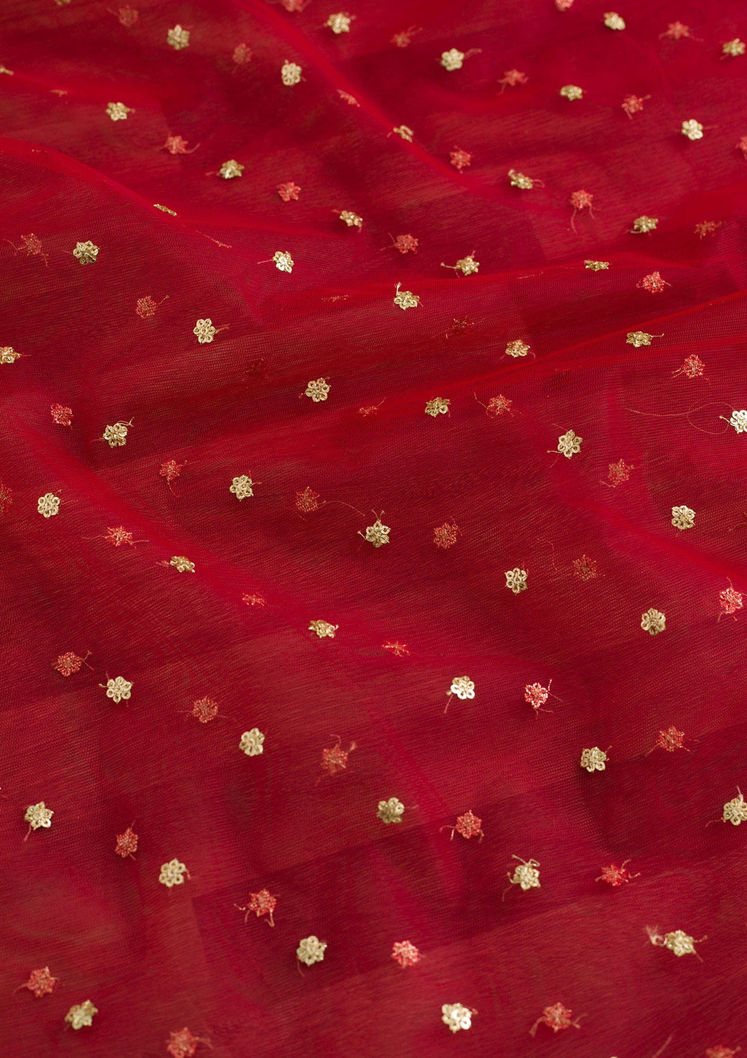 Red Sequins Net Dupatta-Koskii
