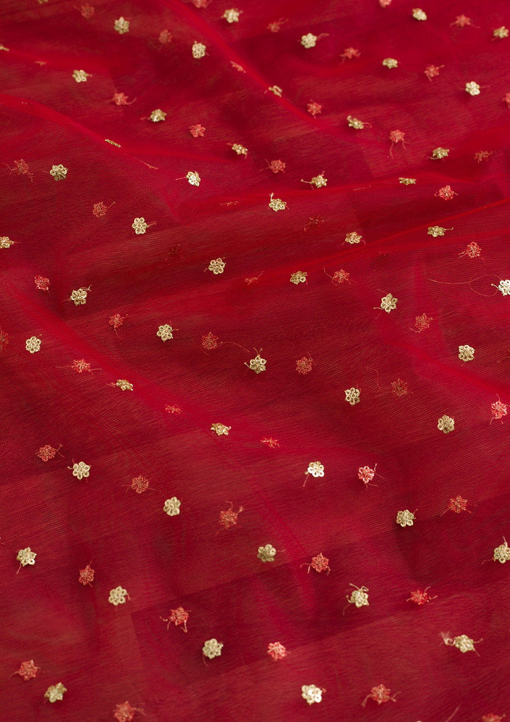 Red Sequins Net Dupatta-Koskii