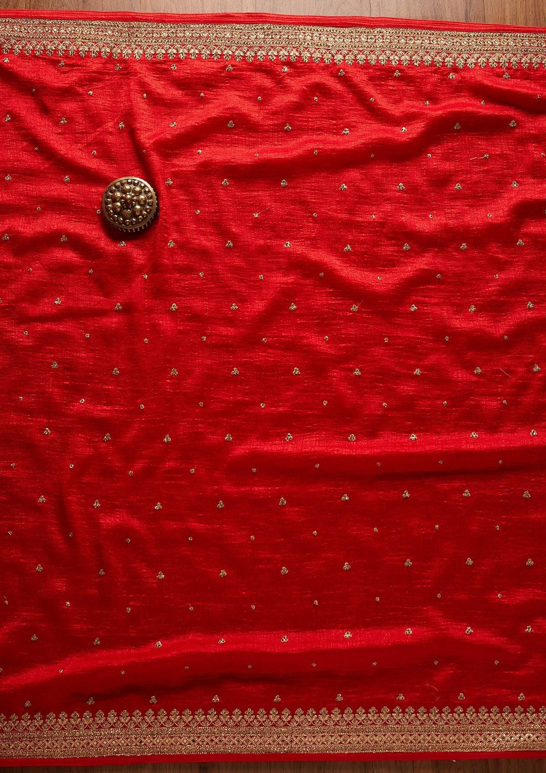 Red Stonework Georgette Designer Unstitched Salwar Suit - koskii