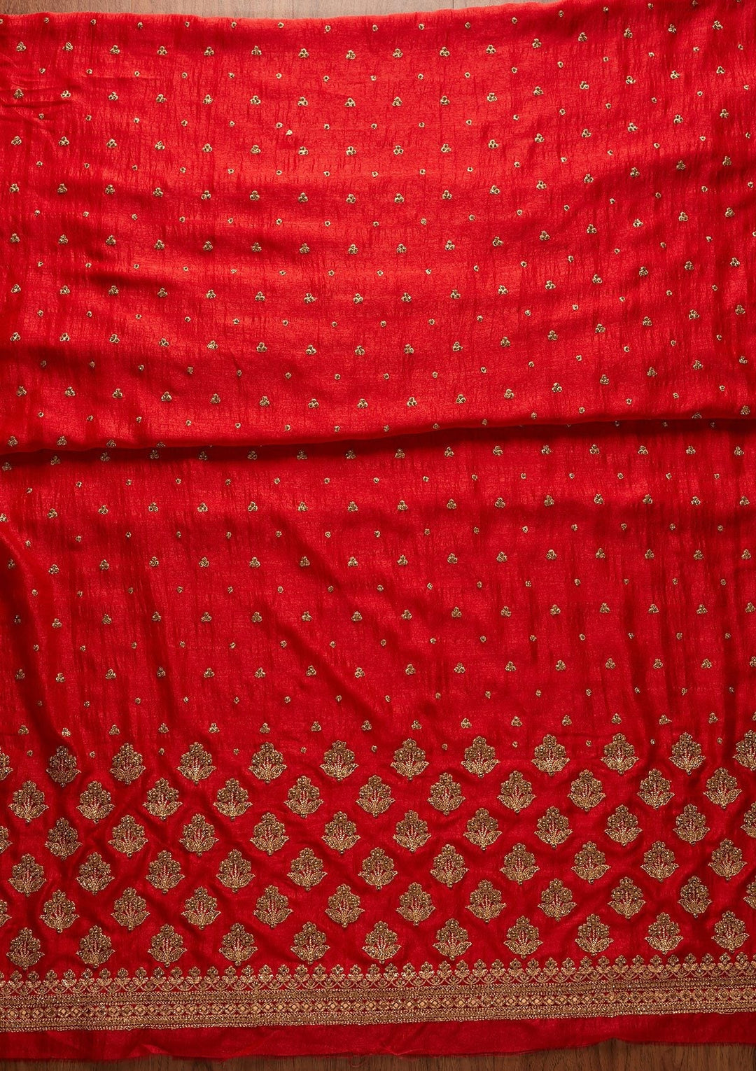 Red Stonework Georgette Designer Unstitched Salwar Suit - koskii