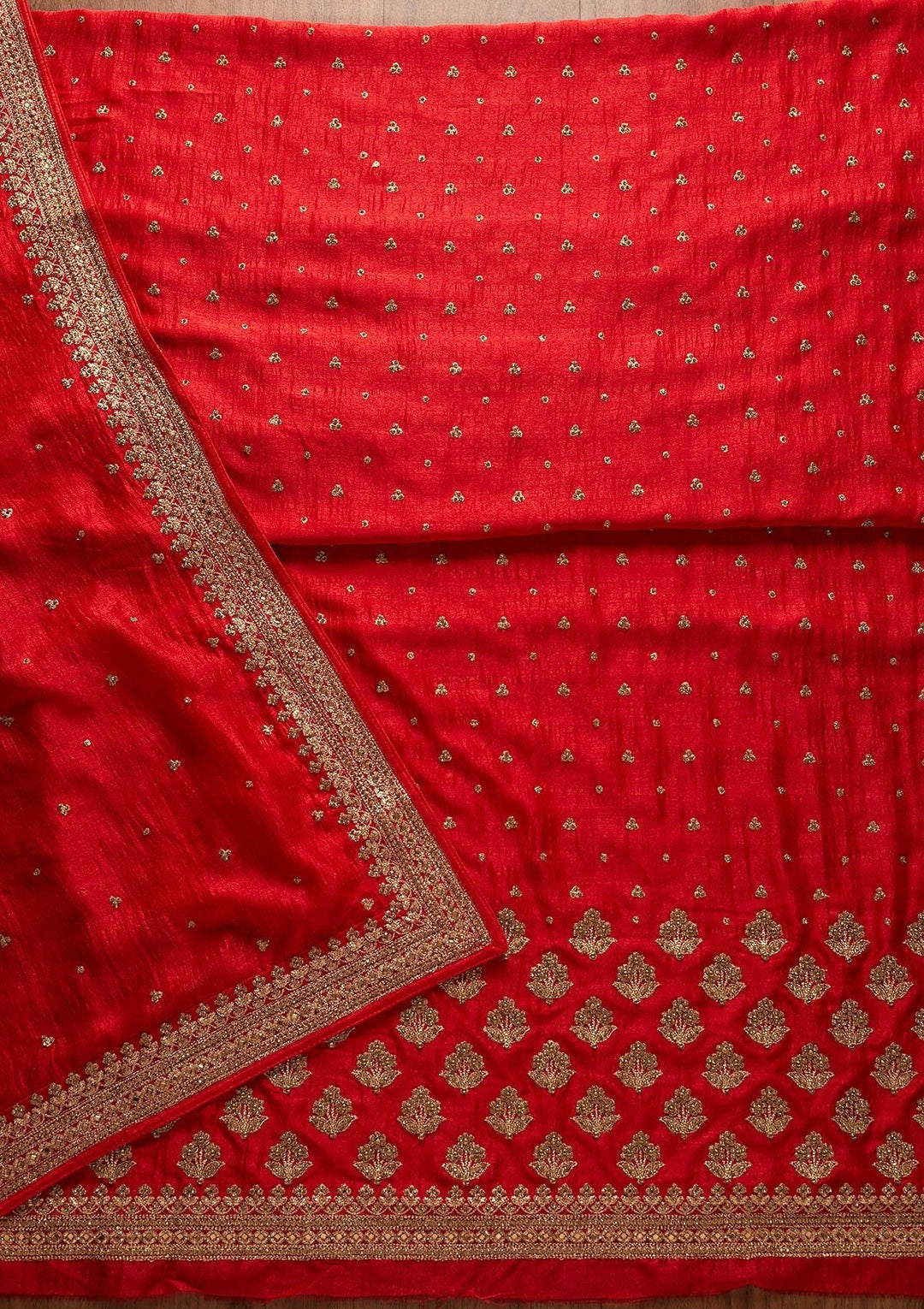 Red Stonework Georgette Designer Unstitched Salwar Suit - koskii
