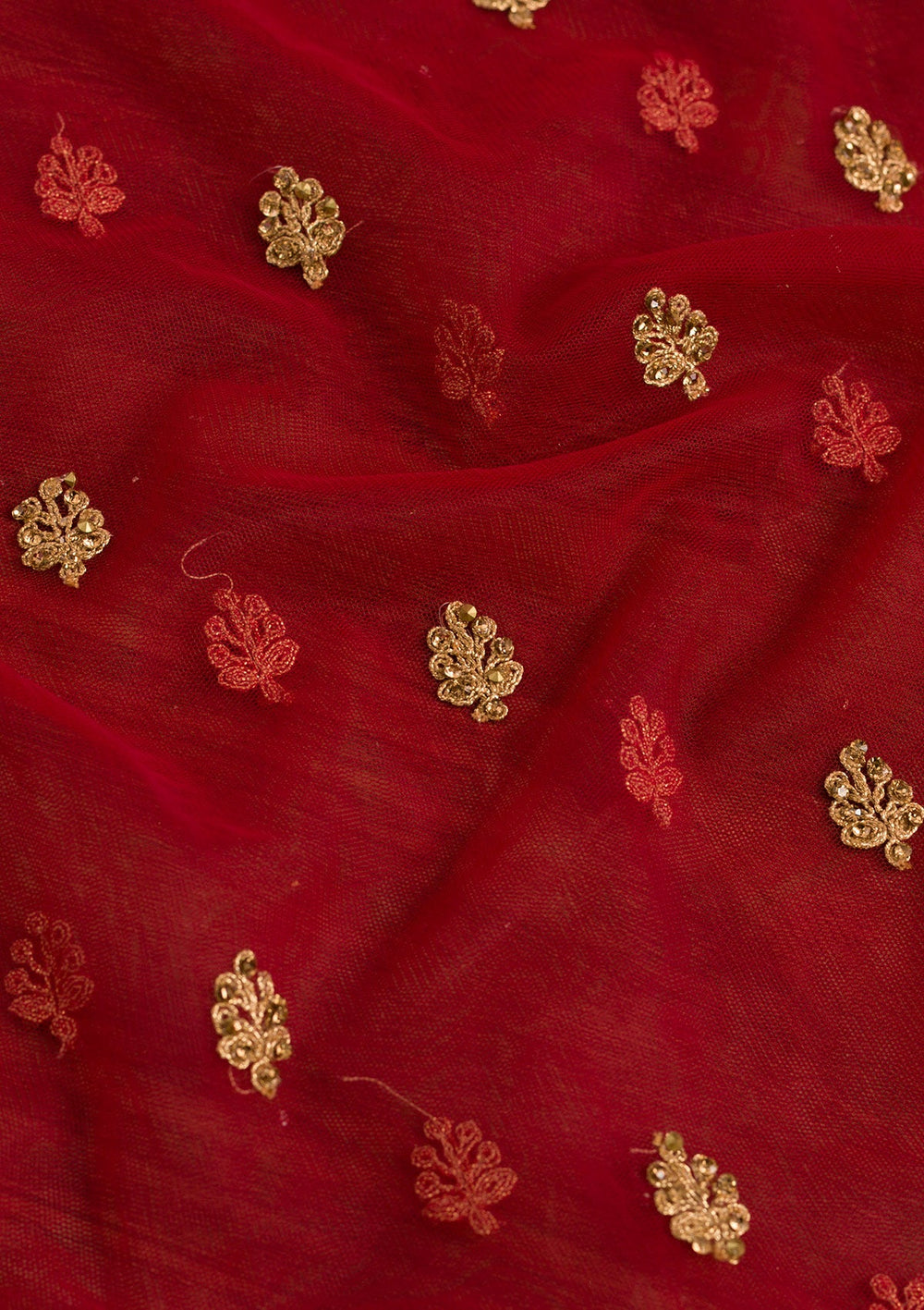 Red Stonework Net Dupatta-Koskii