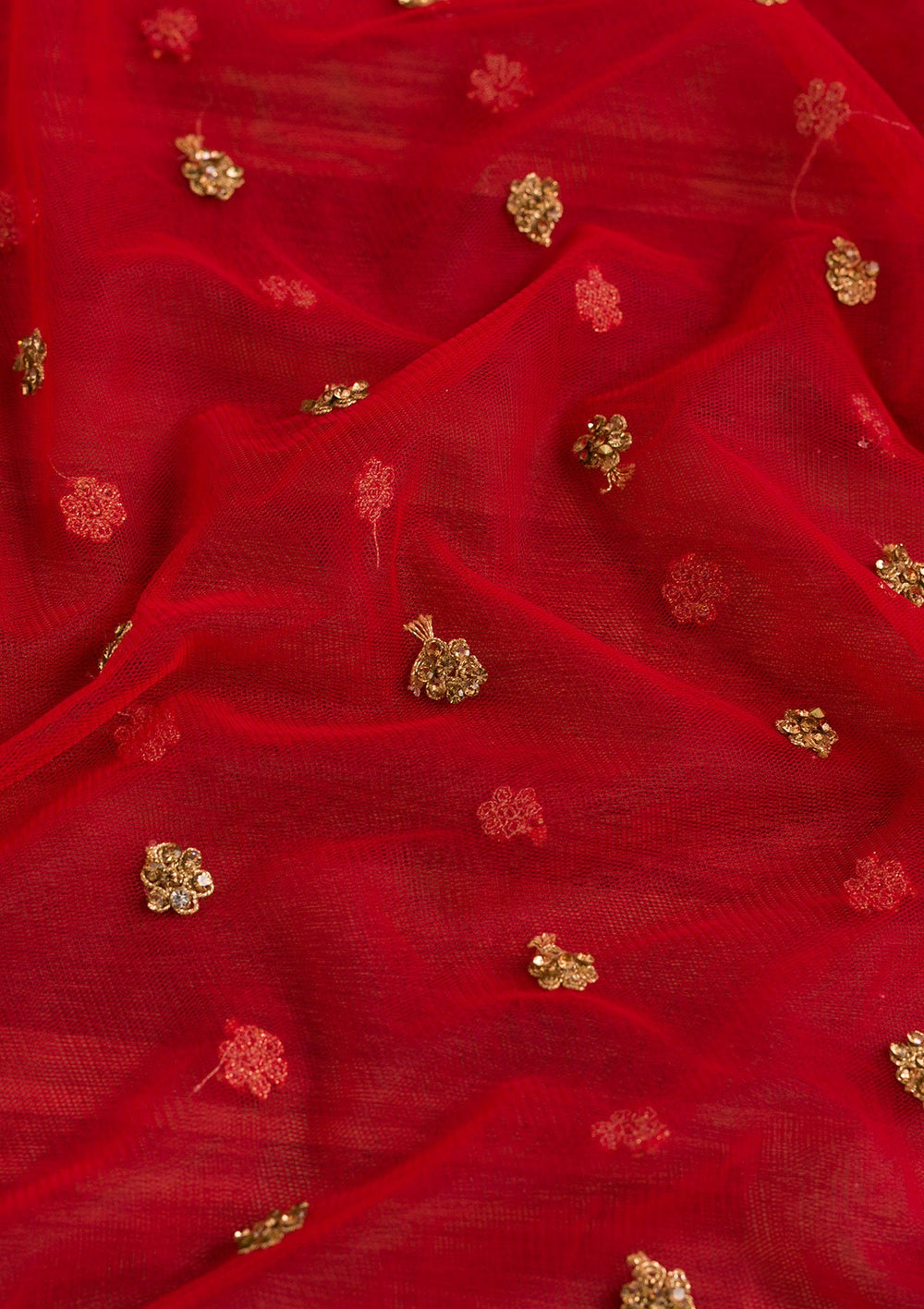 Red Stonework Net Dupatta-Koskii