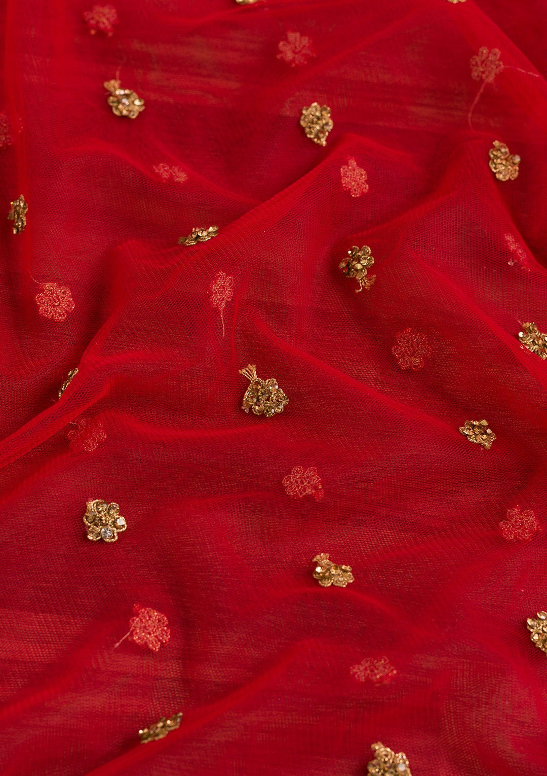 Red Stonework Net Dupatta-Koskii